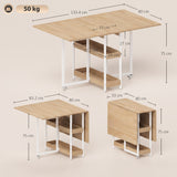 Wooden Dining Table Drop Leaf 133.4cm Wide for 4 People - Velmora