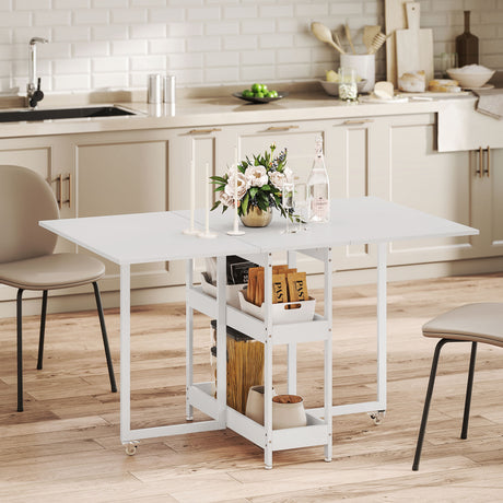 Wooden Dining Table Drop Leaf 133.4cm Wide for 4 People - Velmora
