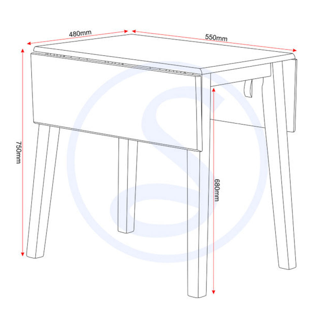 Wooden Dining Table Drop Leaf With 2 Dining Chairs - Mason