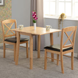 Wooden Dining Table Drop Leaf With 2 Dining Chairs - Mason