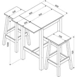 Wooden Dining Table Drop Leaf With 2 Dining High Stools - Corona