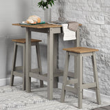 Wooden Dining Table Drop Leaf With 2 Dining High Stools - Corona