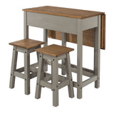 Wooden Dining Table Drop Leaf With 2 Dining Stools - Corona