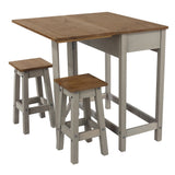 Wooden Dining Table Drop Leaf With 2 Dining Stools - Corona