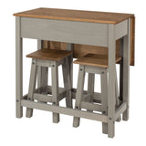 Wooden Dining Table Drop Leaf With 2 Dining Stools - Corona
