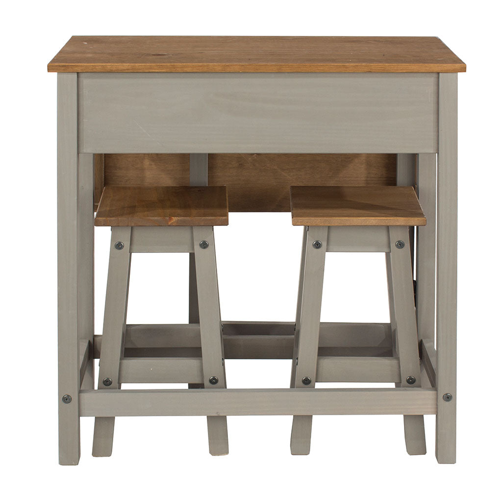 Wooden Dining Table Drop Leaf With 2 Dining Stools - Corona