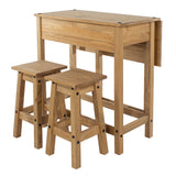 Wooden Dining Table Drop Leaf With 2 Dining Stools - Corona