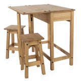 Wooden Dining Table Drop Leaf With 2 Dining Stools - Corona