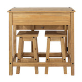 Wooden Dining Table Drop Leaf With 2 Dining Stools - Corona