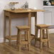 Wooden Dining Table Drop Leaf With 2 Dining Stools - Corona