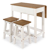 Wooden Dining Table Drop Leaf With 2 Dining Stools - Corona