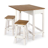 Wooden Dining Table Drop Leaf With 2 Dining Stools - Corona