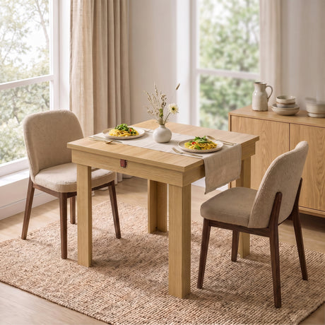 Wooden Dining Table Extending 140cm Wide for 4 People - Velmora