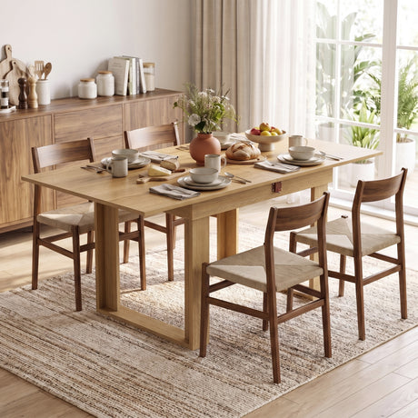 Wooden Dining Table Extending 140cm Wide for 4 People - Velmora