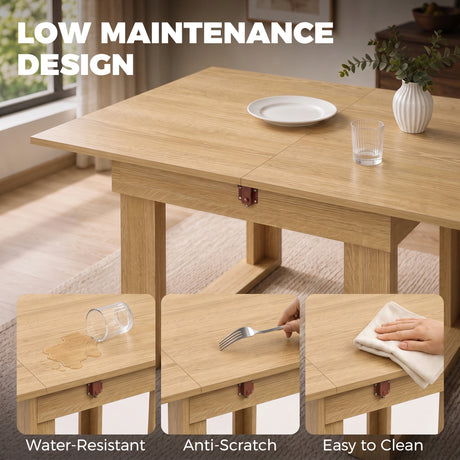 Wooden Dining Table Extending 140cm Wide for 4 People - Velmora