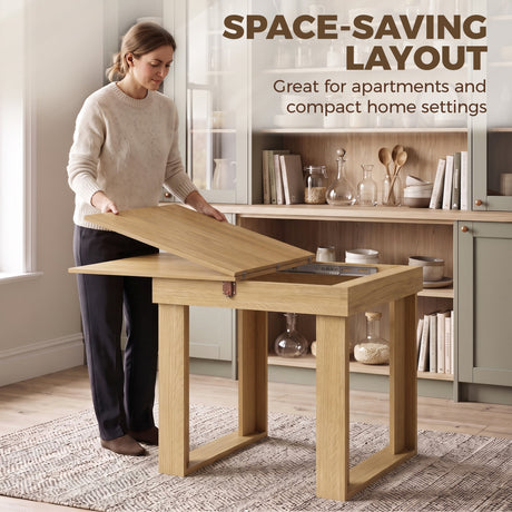 Wooden Dining Table Extending 140cm Wide for 4 People - Velmora