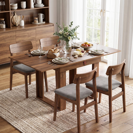 Wooden Dining Table Extending 140cm Wide for 4 People - Velmora