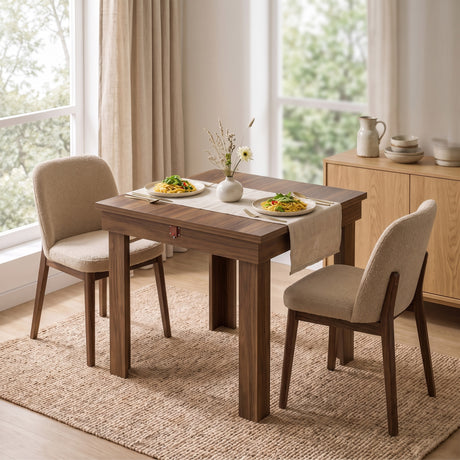 Wooden Dining Table Extending 140cm Wide for 4 People - Velmora