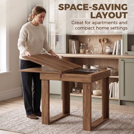 Wooden Dining Table Extending 140cm Wide for 4 People - Velmora