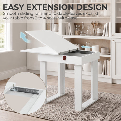 Wooden Dining Table Extending 140cm Wide for 4 People - Velmora