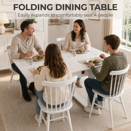 Wooden Dining Table Extending 140cm Wide for 4 People - Velmora