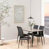 Wooden Dining Table for 4 People Rectangular With Black Legs - Wilma