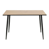 Wooden Dining Table for 4 People Rectangular With Black Legs - Wilma