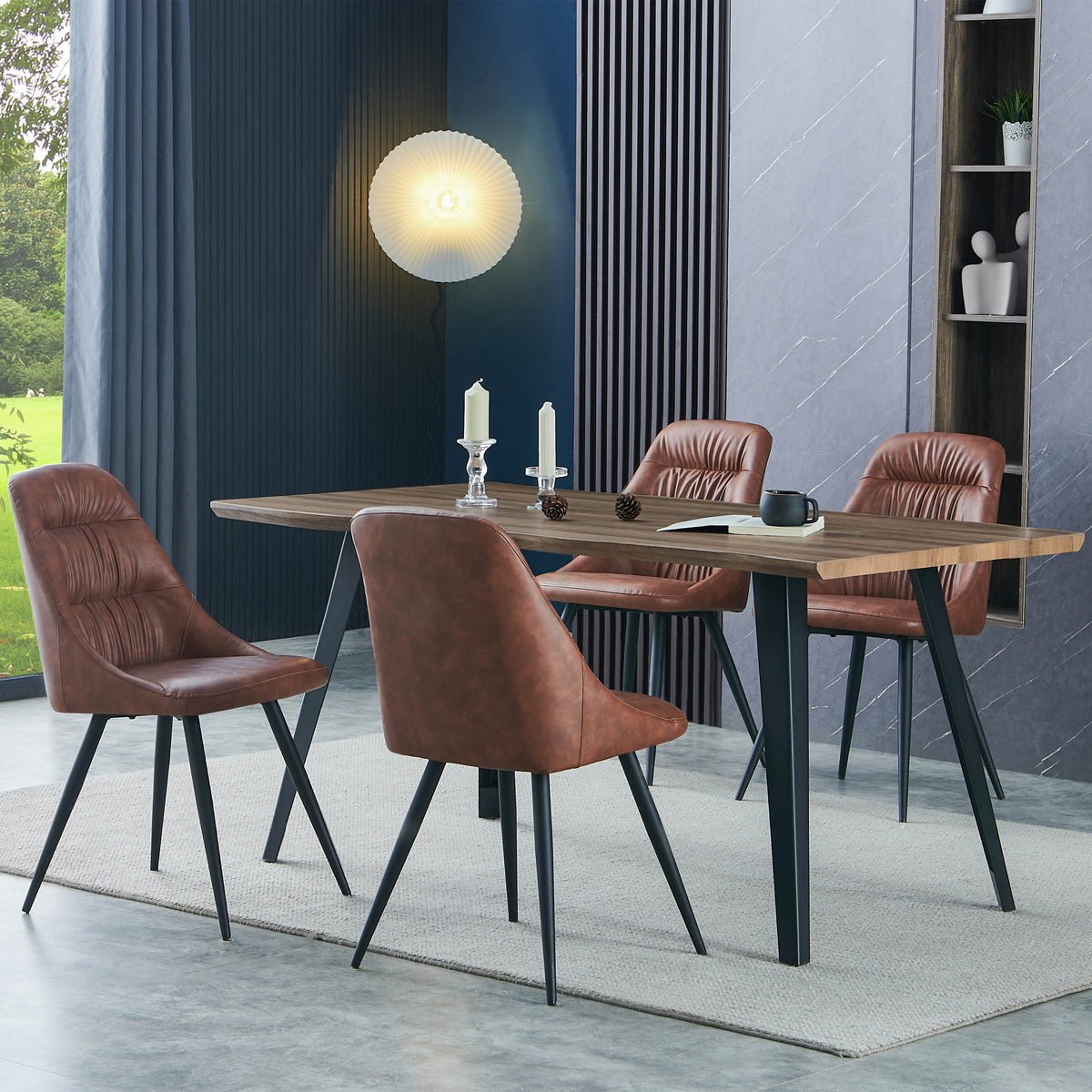 Wooden Dining Table for 4 People Rectangular And Curved - Nassau