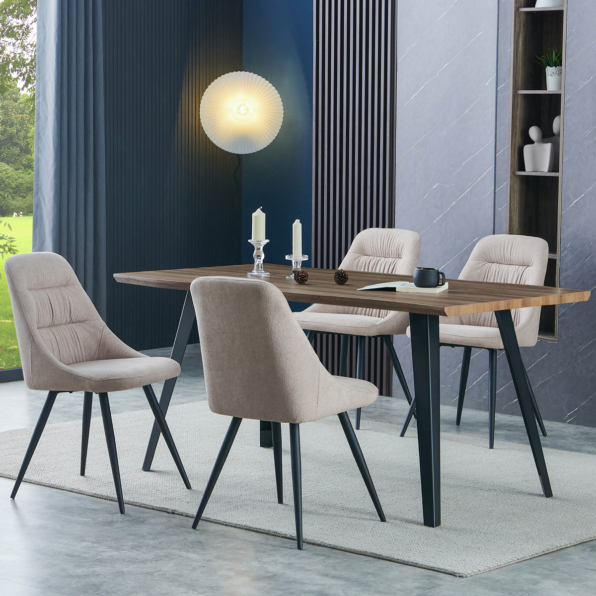 Wooden Dining Table for 4 People Rectangular And Curved - Nassau