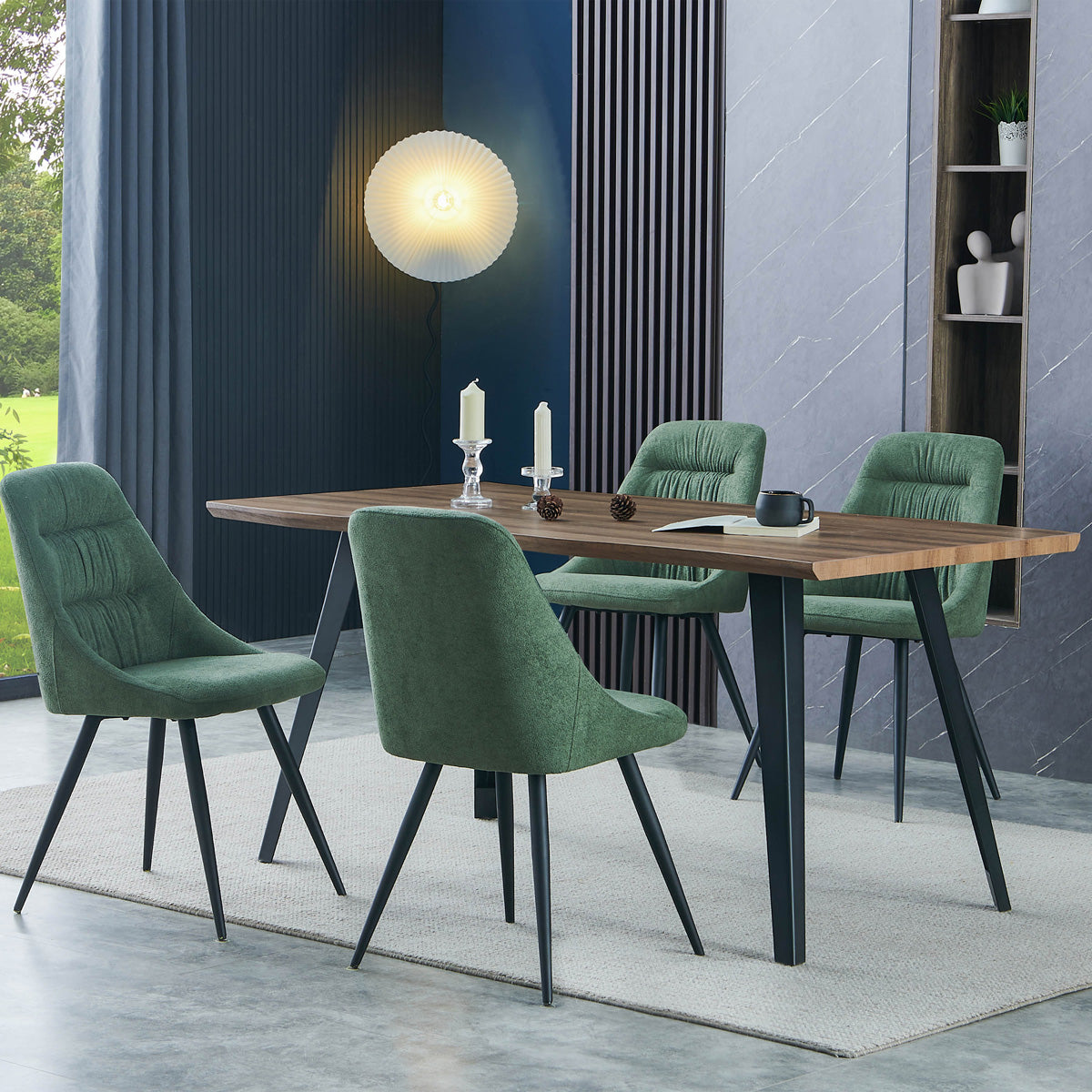 Wooden Dining Table for 4 People Rectangular And Curved - Nassau