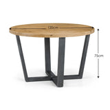 Wooden Dining Table for 4 People Round - Brooklyn