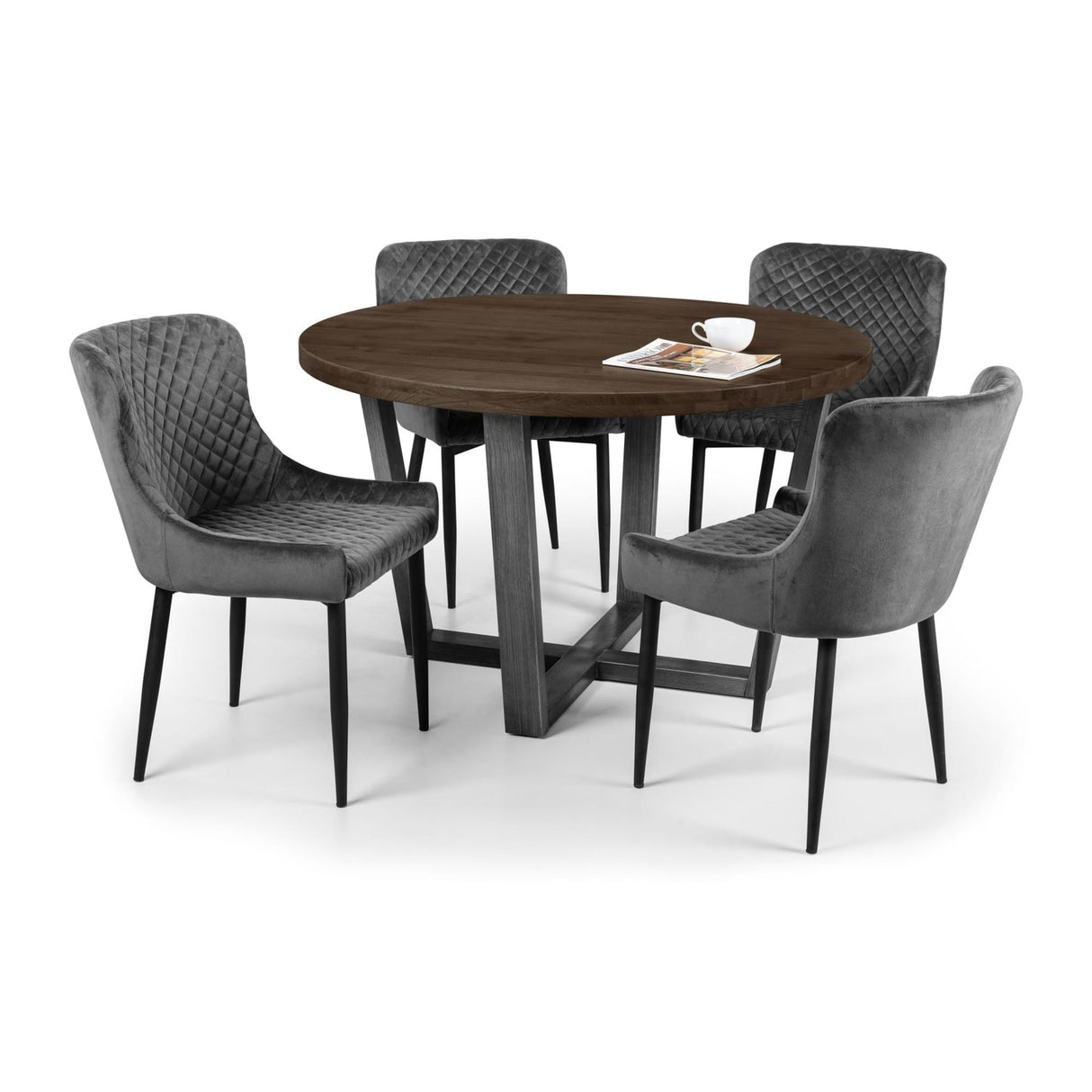 Wooden Dining Table for 4 People Round - Brooklyn