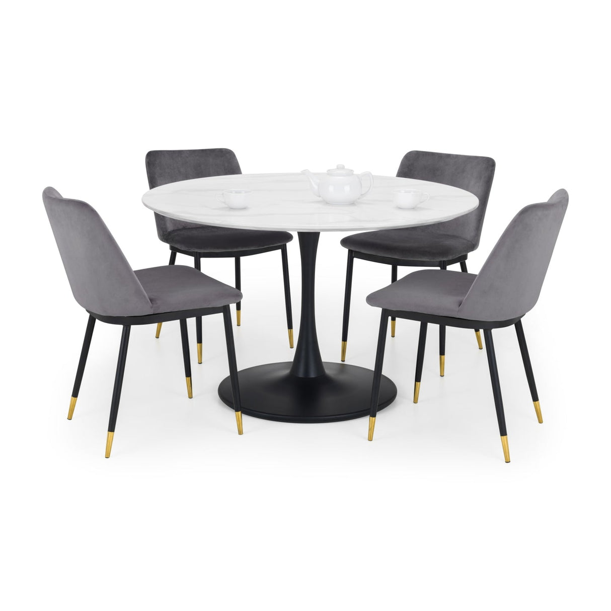 Wooden Dining Table for 4 People Round - Hockley