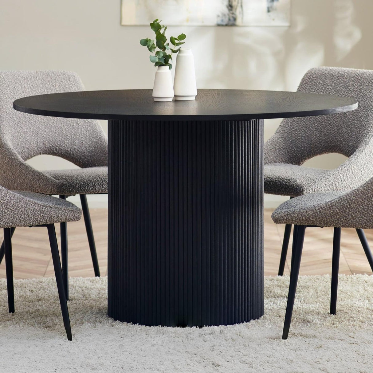 Wooden Dining Table for 4 People Round - Louis
