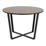 Wooden Dining Table for 4 People Round in Marble Effect - Amble