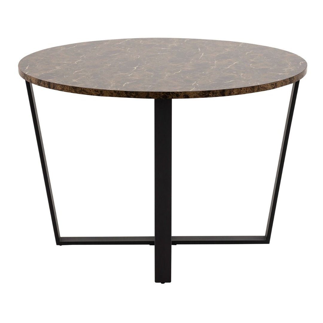 Wooden Dining Table for 4 People Round in Marble Effect - Amble