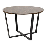 Wooden Dining Table for 4 People Round in Marble Effect - Amble