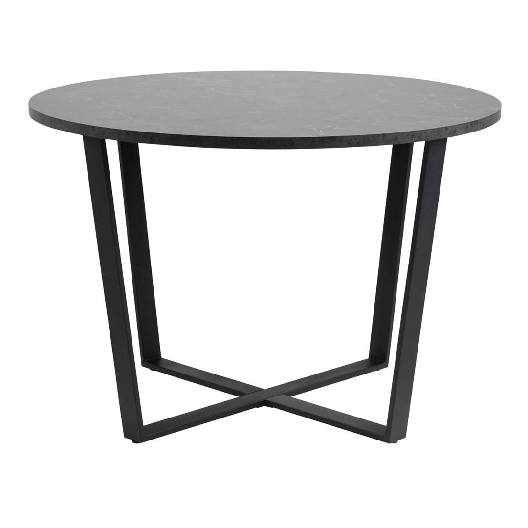 Wooden Dining Table for 4 People Round in Marble Effect - Amble