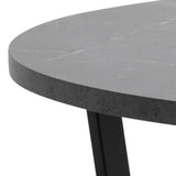 Wooden Dining Table for 4 People Round in Marble Effect - Amble