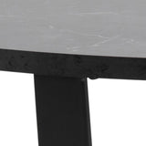 Wooden Dining Table for 4 People Round in Marble Effect - Amble