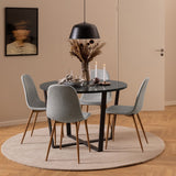Wooden Dining Table for 4 People Round in Marble Effect - Amble