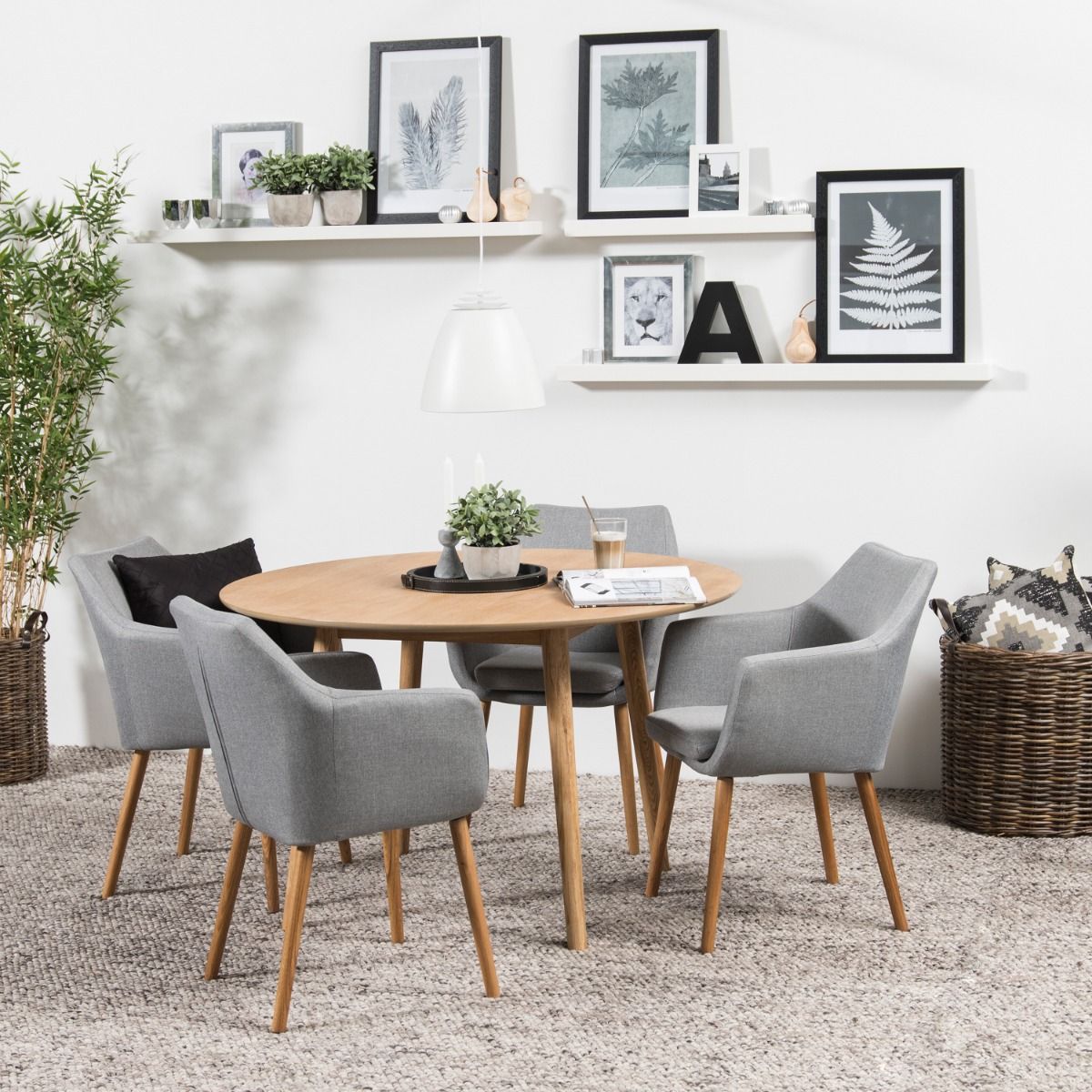 Wooden Dining Table for 4 People Round - Nagano