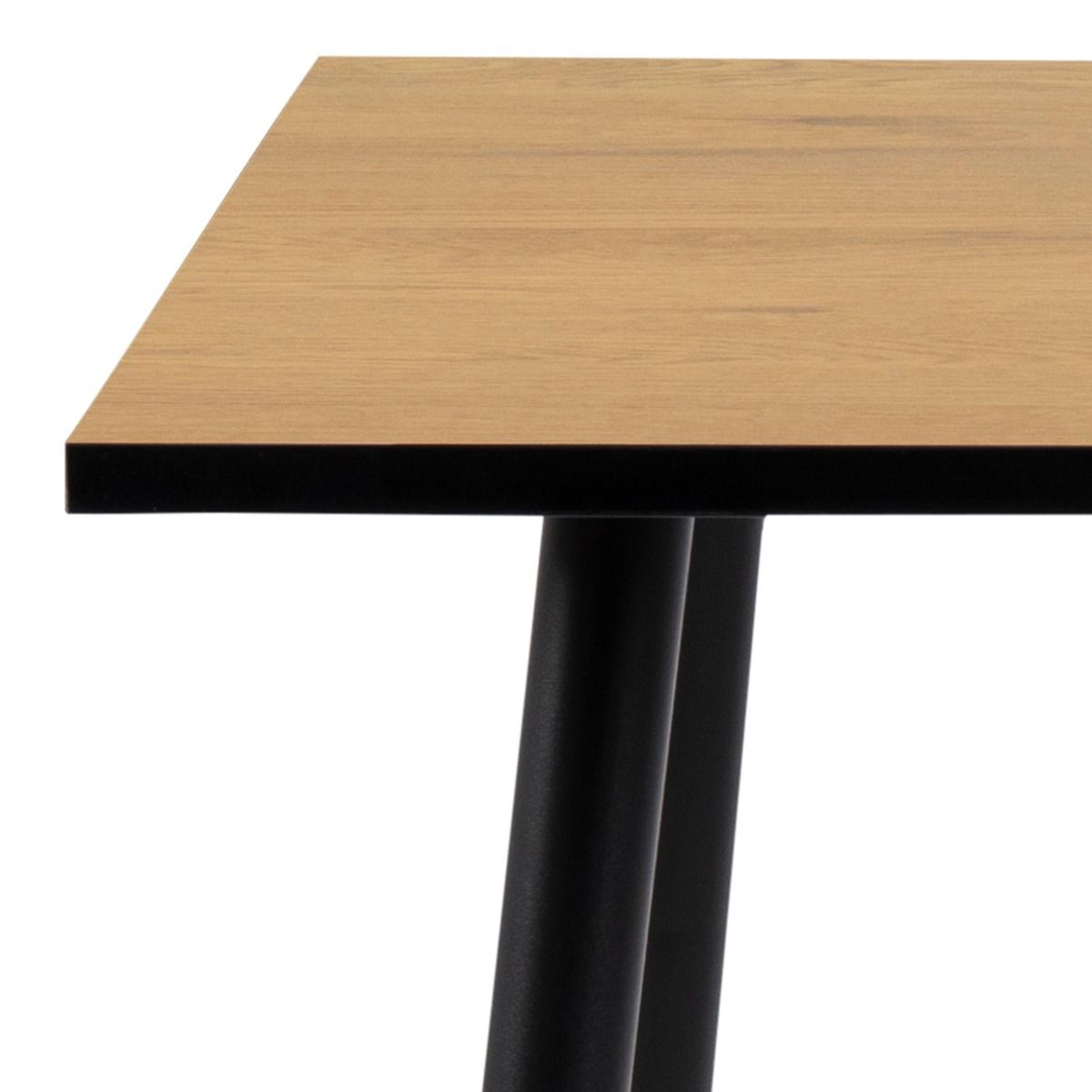 Wooden Dining Table for 4 People Square With Black Legs - Wilma