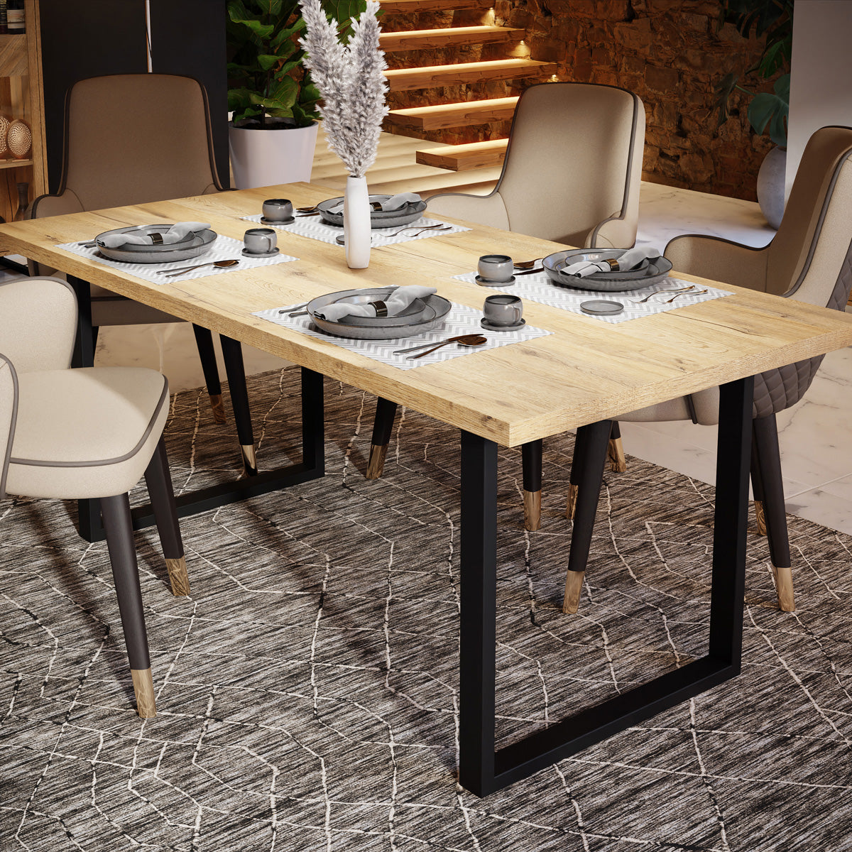 Wooden Dining Table for 4 to 6 People - Nikomedes