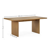 Wooden Dining Table for 4 to 6 People Rectangular - Arundel