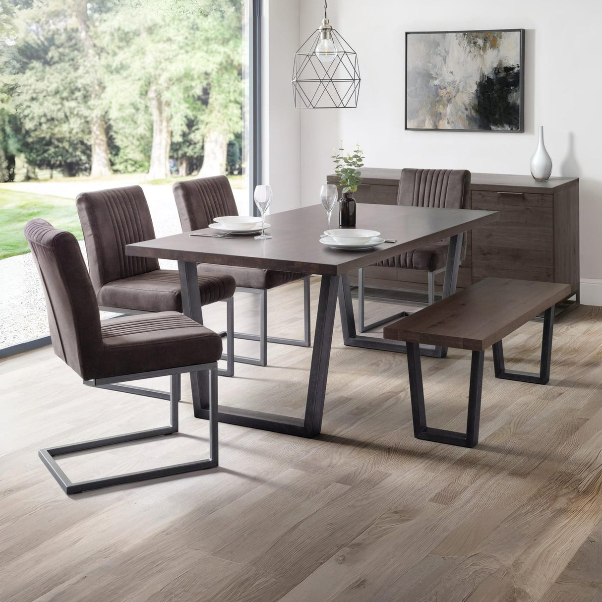 Wooden Dining Table for 4 to 6 People Rectangular - Brooklyn