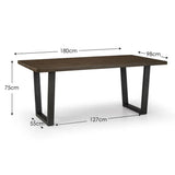 Wooden Dining Table for 4 to 6 People Rectangular - Brooklyn