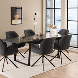 Wooden Dining Table for 4 to 6 People Rectangular in Marble Effect - Amble