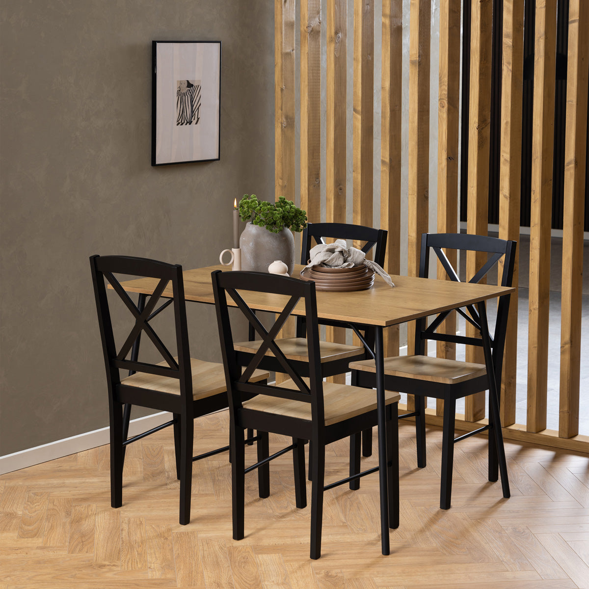 Wooden Dining Table for 4 to 6 People Rectangular - Peru
