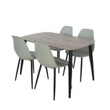 Wooden Dining Table in Grey Sonoma Oak Rectangular With 4 Curve Chairs - Aspen